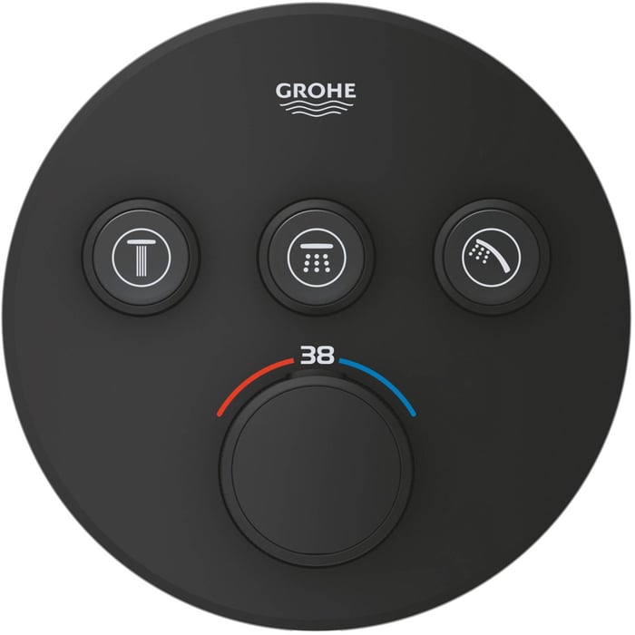 Grohe SmartControl Thermostatventil-Verkleidung – Doppelfunktion, 3 Ventile, SafeStop, Starlight Chrome