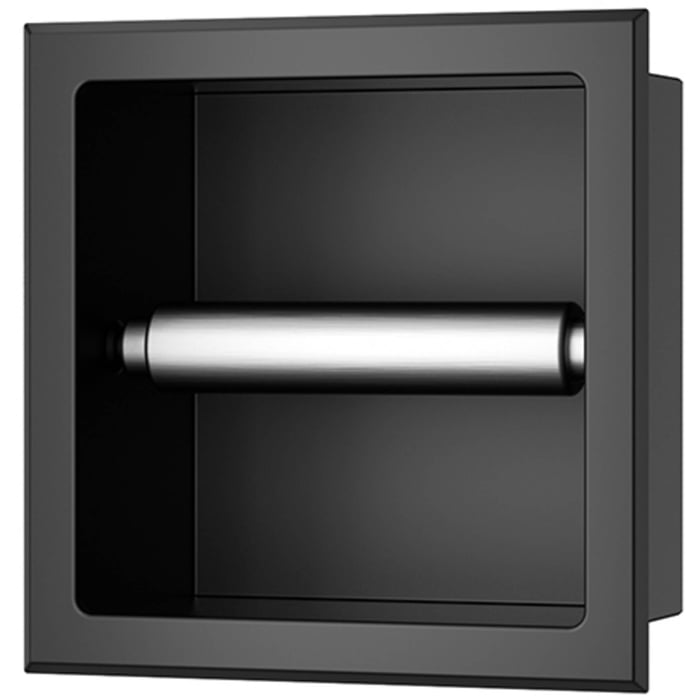 Ler Toilettenpapierhalter Modern Square - Mattschwarz, Wandmontiert, Edelstahl