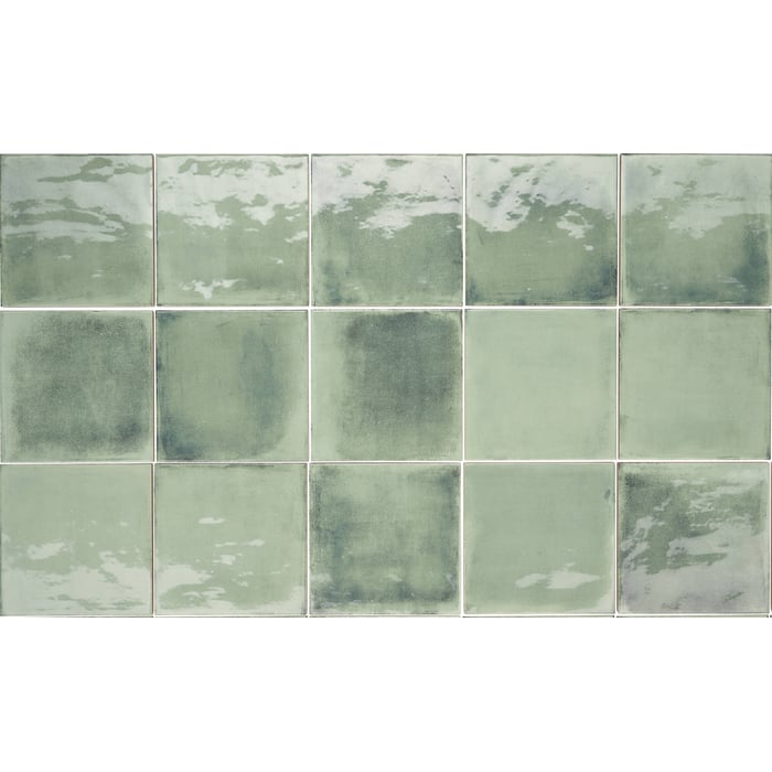 Wandtegel groen Marokkaans Sartoria Tsquare 15x15cm mint tea glans