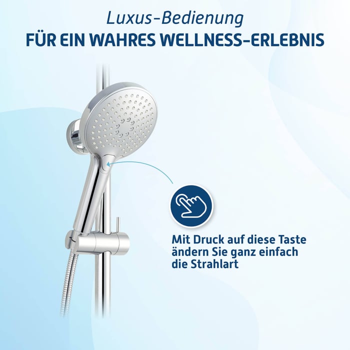 INEFATH Duschkopf-Combo Mit Handbrause – 30 Einstellungen, Hochdruck, Chrom, Einfach Zu Installieren