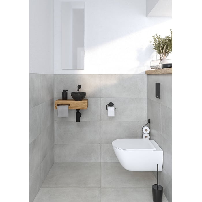 Saqu Absperrhahn In Mattschwarz – Für Wasserleitungen, Inklusive Rosetten, 3 Jahre Garantie