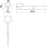 Technische tekening, Emco Loft éénarmige handoekhouder 42cm Chroom, 055000142