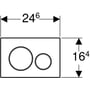 Technische tekening, Geberit Sigma 20 drukplaat 2-knops tbv UP720/UP320 mat zwart/chroom/mat zwart, 115.882.14.1