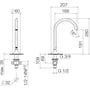 Technische tekening, Dornbracht Wastafeluitloop voor staande montage zonder afvoergarnituur Chroom, 1371680900