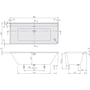 Technische tekening, Villeroy & Boch Collaro Ligbad 180x80 cm Links Wit Alpine/Chroom, UBA180COR9CL00VD01