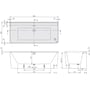 Technische tekening, Villeroy & Boch Collaro Ligbad 180x80 cm Wit Alpine/Black Matt, UBA180COR9CS00VN01