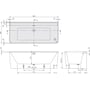 Technische tekening, Villeroy & Boch Collaro Ligbad 180x80 cm Colour on Demand Wit Alpine/Chroom, UBA180COR9CSBCVD01