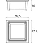 Technische tekening, Emco Liaison vierkante Korf Glas, 186600000