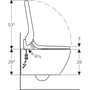 Technische tekening, Geberit AquaClean Tuma Comfortset wandcloset + zitting 35x55,3x28,4 cm decorplaat Alpien wit, 146290111