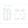 Technische tekening, Saqu Essential Nisvouwdeur 90x202cm Links Aluminium-look/Helder glas (antikalk), 31204180