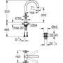 Technische tekening, Grohe Atrio Wastafelmengkraan Push Open Supersteel, 21019DC3
