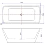 Technische tekening, Saqu Spa Cube Vrijstaand ligbad incl. witte waste 170x78cm Wit, 31201550