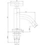 Technische tekening, Saqu Edge X-grip fonteinkraan chroom, 31201650