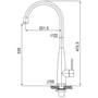 Technische tekening, Saqu Classic Slim Keukenkraan hooggebogen uitloop RVS, 31201880