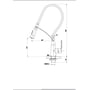 Technische tekening, Saqu Flex Black Edition Keukenkraan met uittrekbare handdouche RVS, 31201930