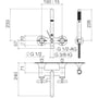 Technische tekening, Dornbracht Vaia 2-gats Badmengkraan Dark Platinum mat, 2513380999