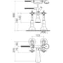 Technische tekening, Dornbracht Madison 2-gats badmengkraan voor vrijstaande montage, met spoeldouche Platina, 2594336008