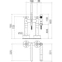 Technische tekening, Dornbracht Tara. 2-gats badmengkraan voor vrijstaande montage, met spoeldouche Platina Mat, 2594389206