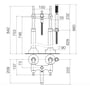 Technische tekening, Villeroy & Boch Domicil 2-gats Badmengkraan Chroom/Zwart Mat, 2594390050