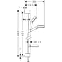 Technische tekening, Hansgrohe Crometta 2 stralen doucheset met zeepschaal wit/chroom, 26553400