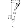 Technische tekening, Hansgrohe Raindance Select E 120 3 stralen doucheset met slang 125 cm chroom, 26700000