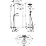 Technische tekening, Hansgrohe Croma Select S 280 1 straal showerpipe met badthermostaat chroom, 26792000