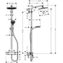 Technische tekening, Hansgrohe Crometta S 240 1 straal showerpipe met thermostaat ecosmart chroom, 27268000
