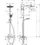Technische tekening, Hansgrohe Crometta S 240 1 straal showerpipe met douchekraan chroom, 27269000
