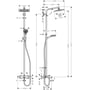 Technische tekening, Hansgrohe Crometta E 240 1 straal showerpipe met badthermostaat chroom, 27298000
