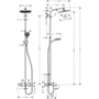 Technische tekening, Hansgrohe Crometta S 240 1 straal showerpipe met badthermostaat chroom, 27320000