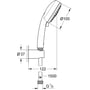 Technische tekening, Grohe New Tempesta Cosmopolitan Badset III 150cm Chroom, 27588002