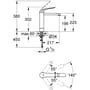 Technische tekening, Grohe Euroeco Special 1-gats wastafelkraan verhoogd 4 cm met medium uitloop chroom, 30208000