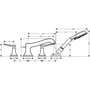 Technische tekening, Hansgrohe Metropol Classic afbouwdeel viergats badrandmengkraan chroom, 31441000
