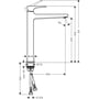 Technische tekening, Hansgrohe Metropol Wastafelmengkraan met push-open afvoerganrituur Mat Wit, 32512700