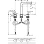 Technische tekening, Hansgrohe Metropol 3-gats wastafelmengkraan met push-open afvoergarnituur  Mat Zwart, 32515670