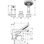 Technische tekening, Hansgrohe Metropol 3-gats Badmengkraan inbouw Chroom, 32550000