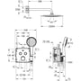 Technische tekening, Grohtherm SmartControl Comfortset Inbouw Rainshower F-serie 254 mm chroom, 34742000