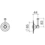 Technische tekening, Dornbracht Madison Flair 2-/3-weg omstelling inbouwmontage Chroom, 3610437100