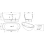 Technische tekening, Saqu Spa Curved vrijstaand ligbad 180x85cm Solid Surface Mat Wit, 31204250