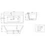 Technische tekening, Saqu Spa Cube Semi-vrijstaand ligbad 180x85cm Solid Surface Mat Wit, 31204270