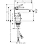 Technische tekening, Axor Edge Bidetmengkraan met Push-open afvoergarnituur Diamond Cut/Chroom, 46211000