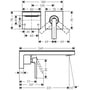 Technische tekening, Axor MyEdition Afbouwdeel Wastafelmengkraan Zwart Glas/Chroom, 47060600
