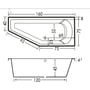 Technische tekening, Xenz Lagoon Compact Bad Acryl 160x75 cm Wit, 6980-01
