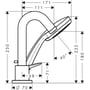 Technische tekening, Hansgrohe Logis afdekset 3-gats badrandcombinatie met handdouche Chroom, 71313000