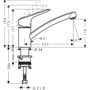 Technische tekening, Hansgrohe Logis keukenkraan 120 coolstart Chroom, 71837000