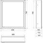 Technische tekening, Emco Asis Prime inbouwspiegelkast 360x730 mm LED witglas, 949706170