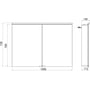 Technische tekening, Emco Asis Flat spiegelkast 100 cm. met 2 deuren en led rondom Aluminium, 979705065