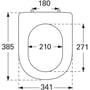 Technische tekening, Villeroy & Boch Subway 2.0 compact closetzitting met deksel Wit, 9M696101