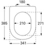 Technische tekening, Villeroy & Boch Subway 2.0 compacte toiletbril QuickRelease Wit Alpin, 9M69Q101