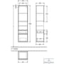 Technische tekening, Villeroy & Boch Venticello Hoge Kast 40,4x37,2x154,6 cm White Matt, A95212MS